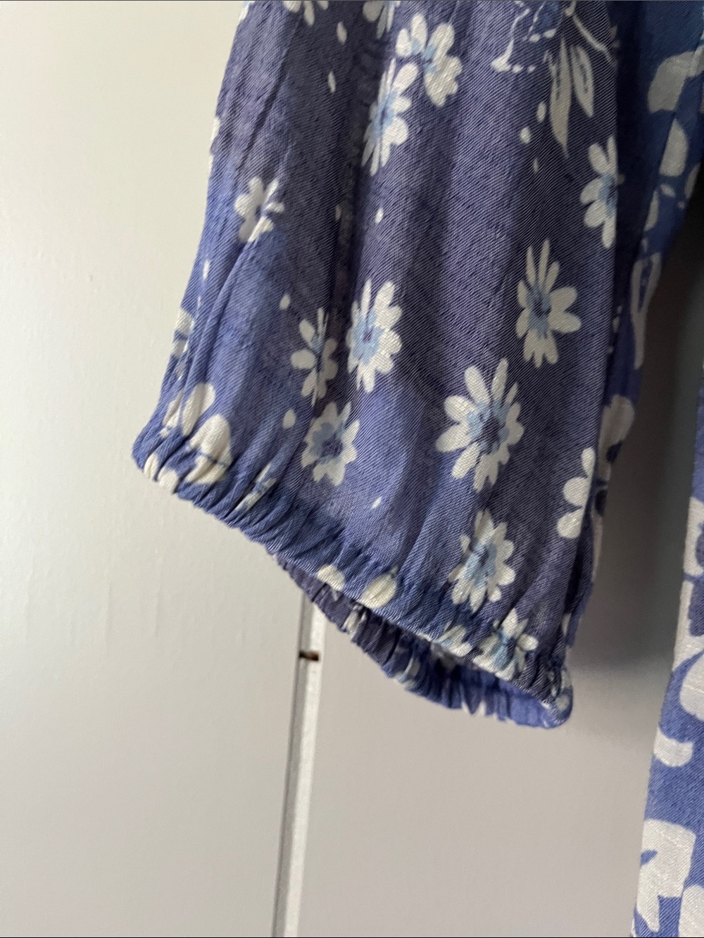 Floral Peasant Blouse - Blue/White - Picture 6 of 9